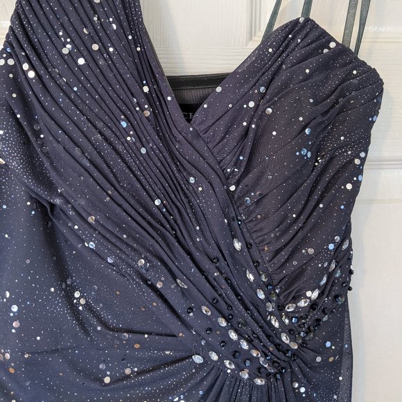 Cachet Gunmetal Floorlength Dress One Shoulder - Picture 2 of 9